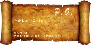 Pekker Orion névjegykártya